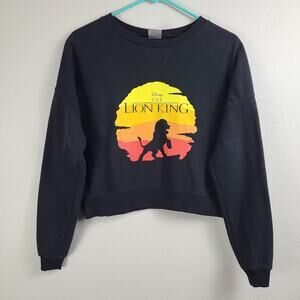 Disney Womens Black The Lion King Long Sleeve Cropped Pullover Sweatshirt Size S